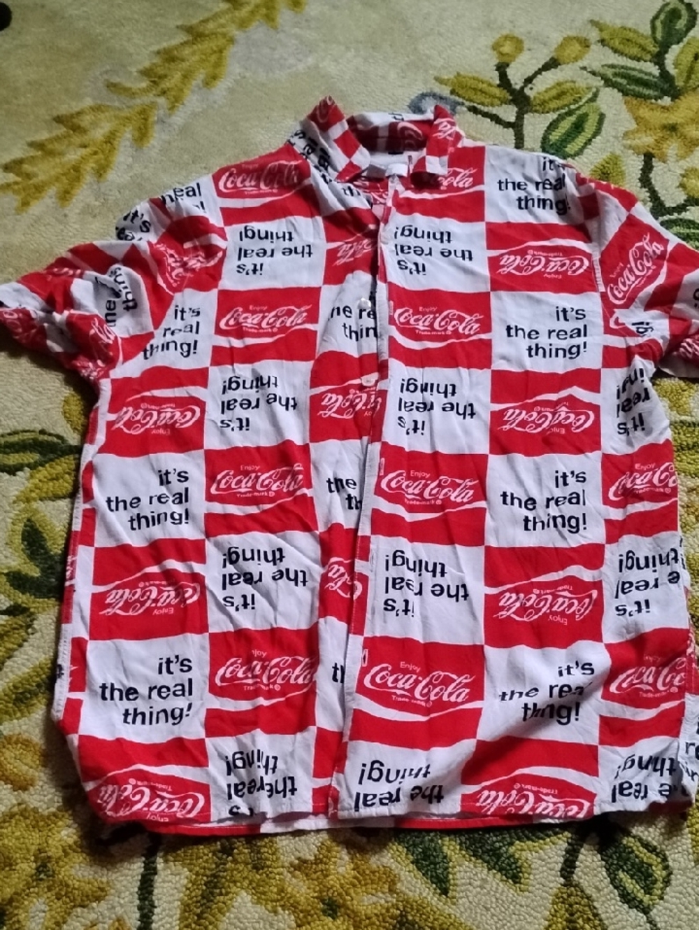 Coca-Cola Red and White Checkerboard Logo Shirt
